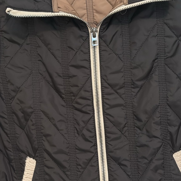 DEMOCRACY Black stone Puffer Vest Cable Knit Sweater Arms Jacket - Picture 4 of 6